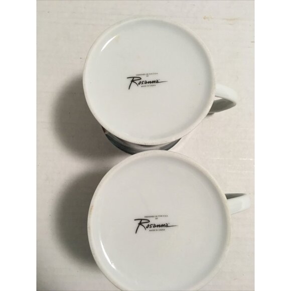 Lot Of 2 Rosanna Coffee Mugs Porcelain White Floral 12 Oz - Picture 5 of 5